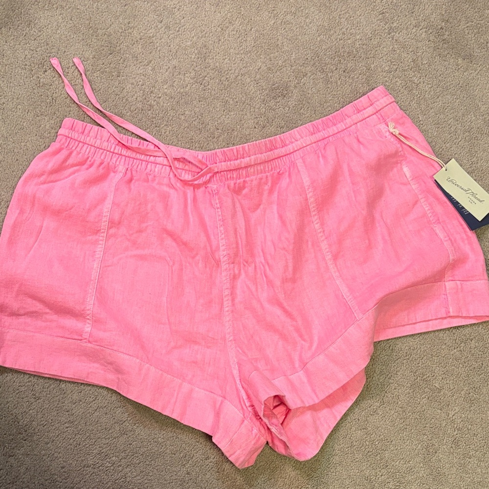 Universal Thread Pink Linen-Blend Drawstring Shorts